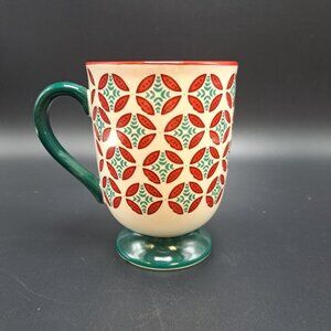 Pioneer Woman Christmas Footed Mug Red Green Multicolored 15.5 Oz Holiday